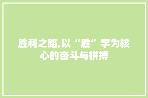 胜利之路,以“胜”字为核心的奋斗与拼搏