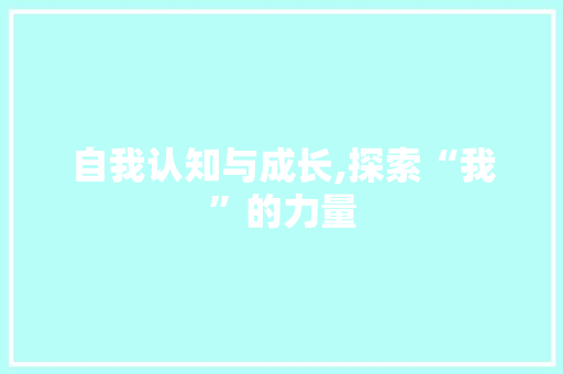 自我认知与成长,探索“我”的力量