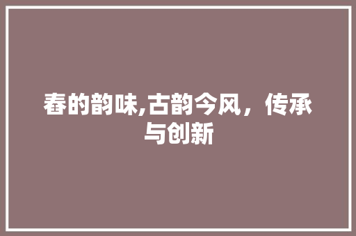 舂的韵味,古韵今风，传承与创新