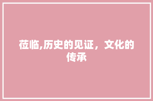 莅临,历史的见证，文化的传承