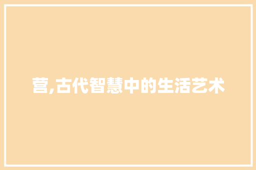 营,古代智慧中的生活艺术