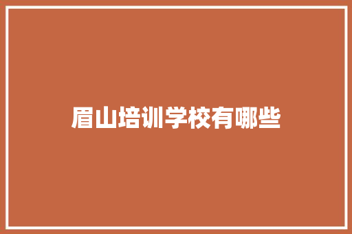 眉山培训学校有哪些