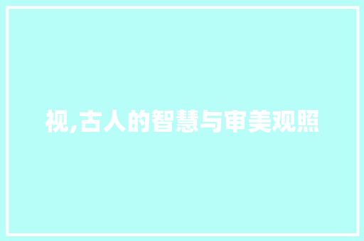 视,古人的智慧与审美观照