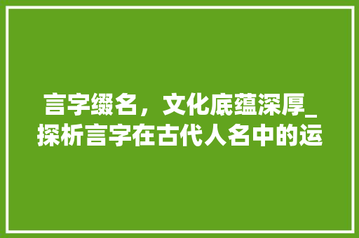 言字缀名，文化底蕴深厚_探析言字在古代人名中的运用及其意义