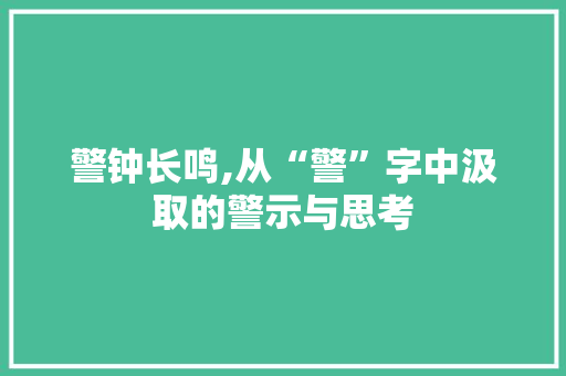 警钟长鸣,从“警”字中汲取的警示与思考
