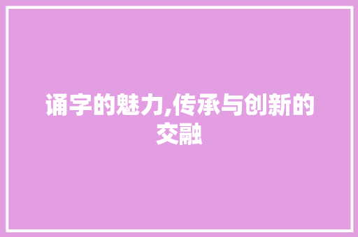 诵字的魅力,传承与创新的交融