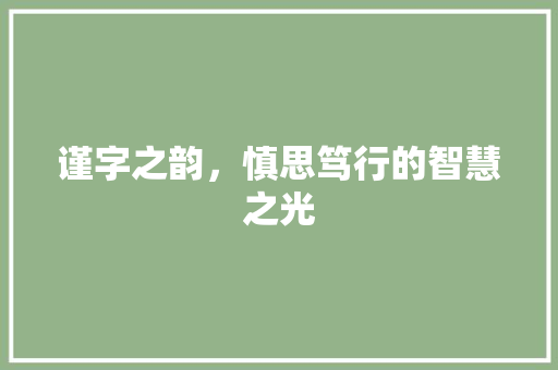 谨字之韵，慎思笃行的智慧之光