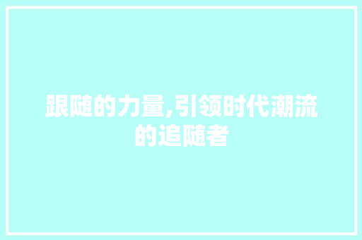 跟随的力量,引领时代潮流的追随者