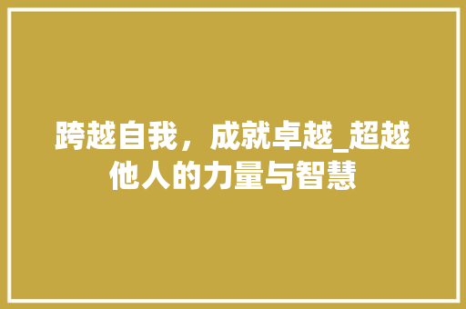 跨越自我，成就卓越_超越他人的力量与智慧
