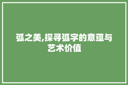 弧之美,探寻弧字的意蕴与艺术价值