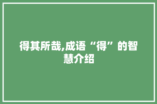得其所哉,成语“得”的智慧介绍