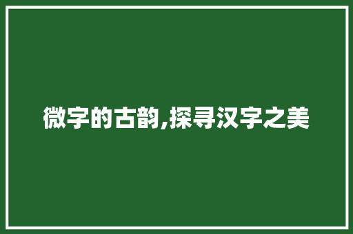 微字的古韵,探寻汉字之美