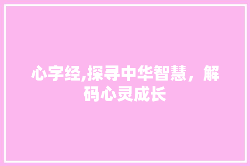 心字经,探寻中华智慧，解码心灵成长