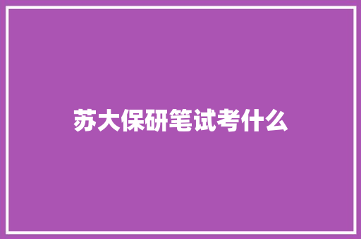 苏大保研笔试考什么