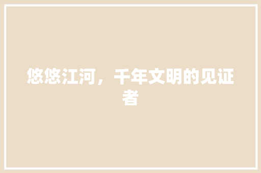 悠悠江河，千年文明的见证者