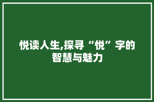悦读人生,探寻“悦”字的智慧与魅力