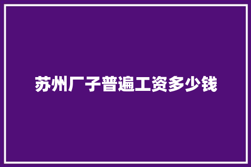苏州厂子普遍工资多少钱