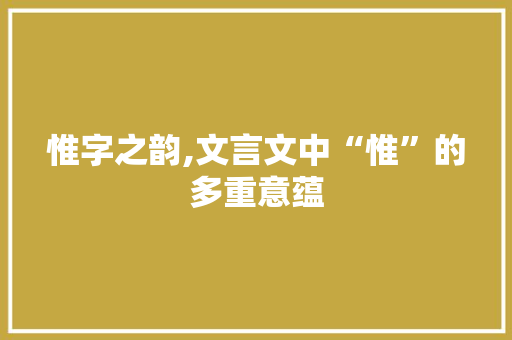 惟字之韵,文言文中“惟”的多重意蕴
