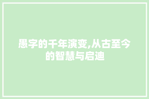 愚字的千年演变,从古至今的智慧与启迪