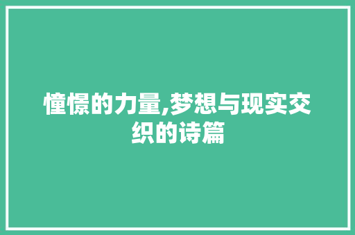 憧憬的力量,梦想与现实交织的诗篇