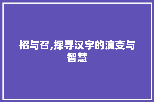 招与召,探寻汉字的演变与智慧
