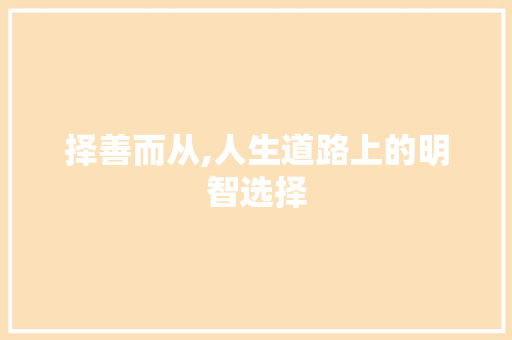 择善而从,人生道路上的明智选择