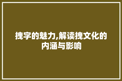 拽字的魅力,解读拽文化的内涵与影响