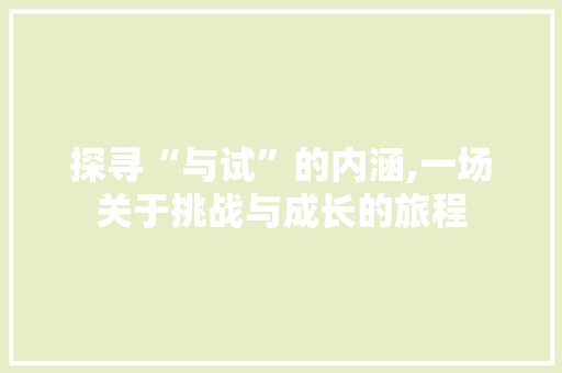 探寻“与试”的内涵,一场关于挑战与成长的旅程