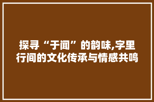 探寻“于闻”的韵味,字里行间的文化传承与情感共鸣