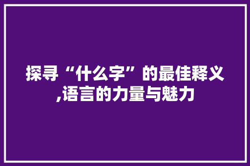 探寻“什么字”的最佳释义,语言的力量与魅力