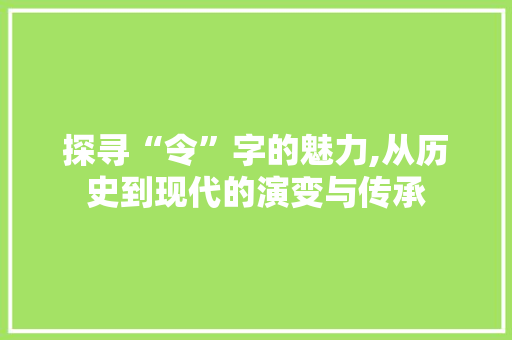 探寻“令”字的魅力,从历史到现代的演变与传承