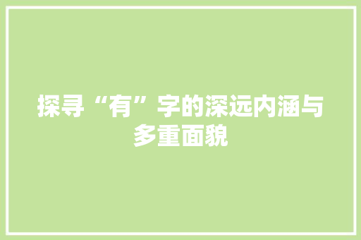 探寻“有”字的深远内涵与多重面貌