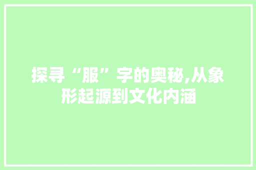探寻“服”字的奥秘,从象形起源到文化内涵