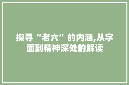 探寻“老六”的内涵,从字面到精神深处的解读
