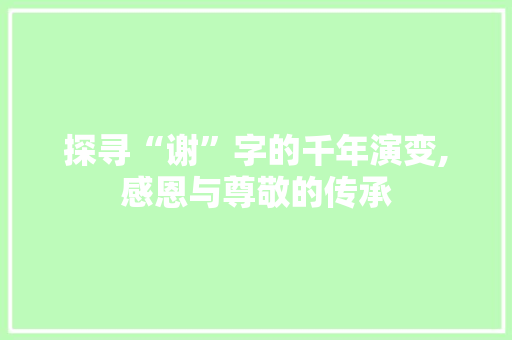 探寻“谢”字的千年演变,感恩与尊敬的传承