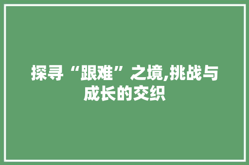 探寻“跟难”之境,挑战与成长的交织