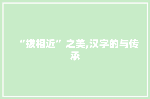 “拔相近”之美,汉字的与传承