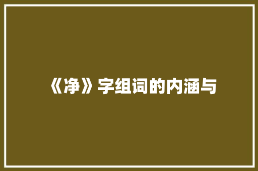 《净》字组词的内涵与