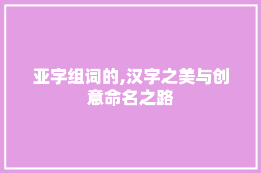亚字组词的,汉字之美与创意命名之路