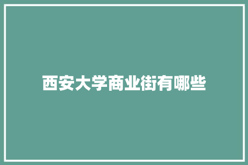 西安大学商业街有哪些