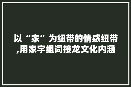 以“家”为纽带的情感纽带,用家字组词接龙文化内涵