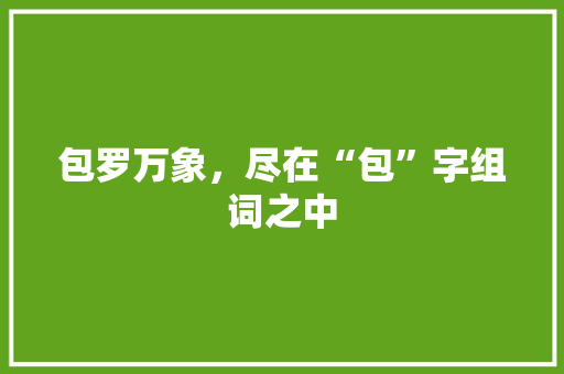 包罗万象，尽在“包”字组词之中