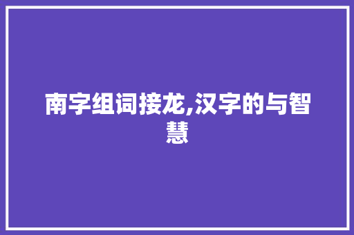 南字组词接龙,汉字的与智慧