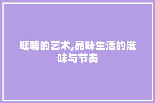 咂嘴的艺术,品味生活的滋味与节奏