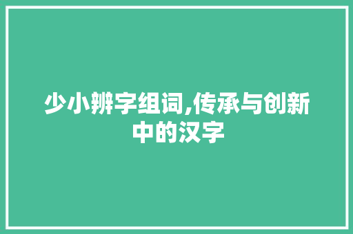 少小辨字组词,传承与创新中的汉字