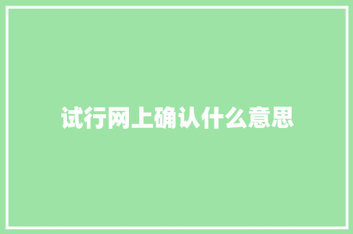试行网上确认什么意思