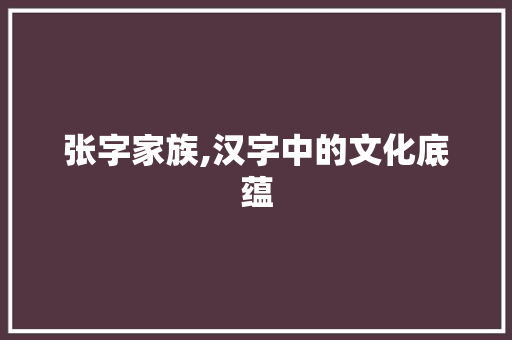 张字家族,汉字中的文化底蕴