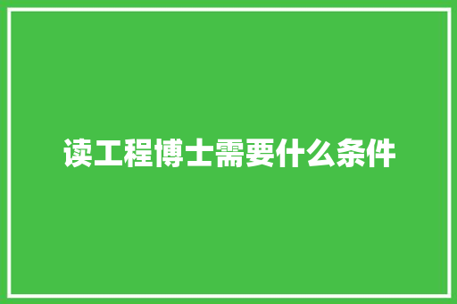 读工程博士需要什么条件