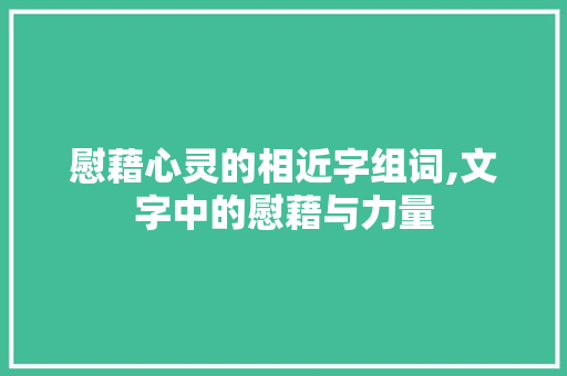 慰藉心灵的相近字组词,文字中的慰藉与力量