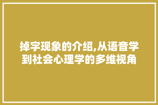 掉字现象的介绍,从语音学到社会心理学的多维视角